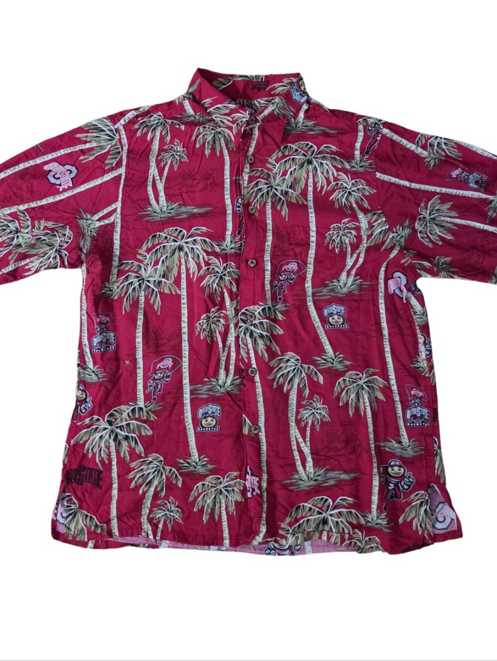 Vtg Reyn Spooner Ohio State Hawaiian Shirt Mens L OSU Buckeyes Brutus Aloha Red